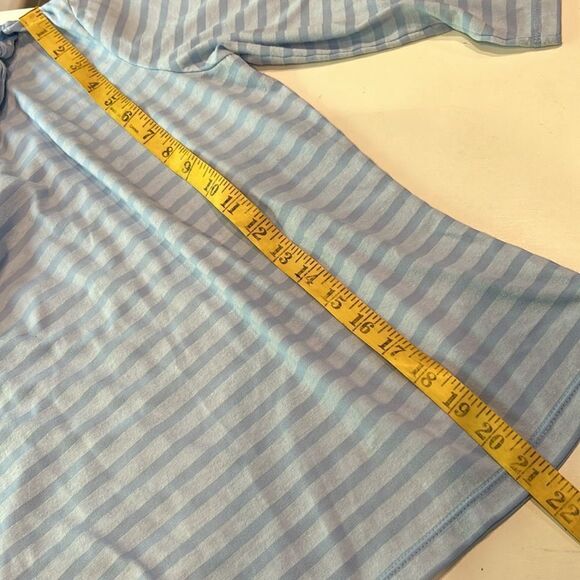 J Jill light blue striped recorder length sleeve top with side tie neck small - Picture 7 of 7